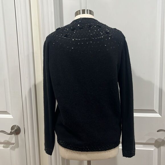 New! VIVIEN FOREST Cardigan Black Floral Sequin Lambswool Angora Blend PRETTY! - Picture 7 of 16